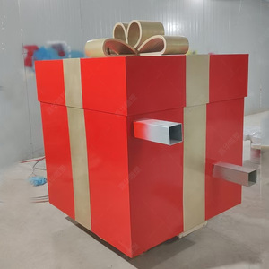 Escultura de Fibra de Vidrio en Forma de Caja de Regalo, Decoración Navideña Rectangular para Exteriores, Montaje en Suelo, Modelo Personalizable - Product Image 3