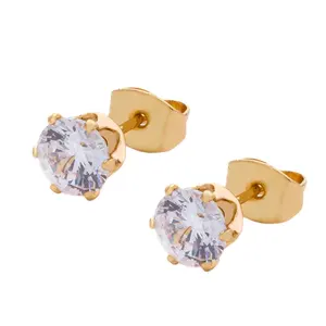 Hot Sale Designs Catalogue White Round Crystal Kids Gold Earrings