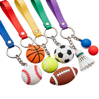 Porte-clés en forme de ballon de sport en PVC souple de dessin animé à la mode, pendentif de décoration, imperméable, léger, logo personnalisé, cordon à main