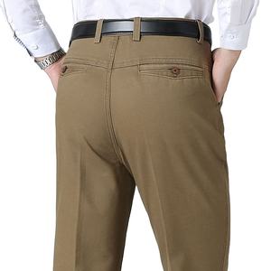 กางเกงขากางเกงขาตรงสำหรับผู้ชายวัยกลางคนแบบหนากางเกงเอวสูงทรงหลวมขายดี - Product Image 1