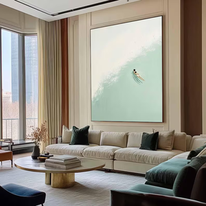 <span class=keywords><strong>Siesta</strong></span> <span class=keywords><strong>Beach</strong></span> Natación Arte de la pared Pintura abstracta moderna Estilo minimalista con Beige Verde Paisaje Lienzo Soporte Aceite Medio - Product Image 3