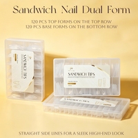 ARNAILO Puntas de Uñas de Plástico ABS Reutilizables de Cobertura Completa, Estilo Doble Forma Sándwich, Ataúd Francés, Cuadradas, Ovaladas, Stiletto, de Larga Duración