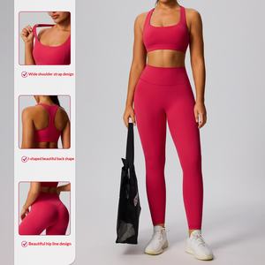 Conjunto Deportivo de Dos Piezas <span class=keywords><strong>para</strong></span> Mujer, Cintura Alta, Ajuste Ceñido, Secado Rápido, Transpirable, <span class=keywords><strong>para</strong></span> <span class=keywords><strong>Yoga</strong></span>, con Logotipo Personalizado OEM - Product Image 2