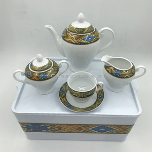 Ebena Rekebot Tilet Ceramic Porcelain Ethiopia Saba Ethiopian Coffee <strong>Set</strong> <strong>Tea</strong> <strong>Set</strong> With <strong>Plastic</strong> Table - Product Image 5