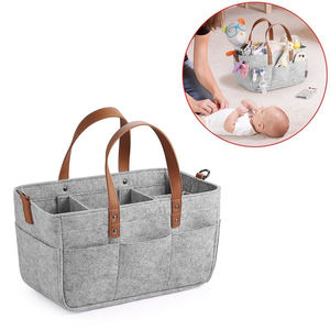 Almacenamiento de fieltro para bebé, cesta organizadora de guardería, bolsa de pañales infantil con asa, <span class=keywords><strong>Caddy</strong></span>, cambiador de pañales, portador de almacenamiento para niños, Bolsillo grande - Product Image 1