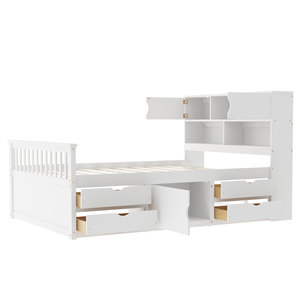 White Multi-Functional <b>Storage</b> Bed With <b>Drawers</b> And Bookshelves For Children Adults Elderly - Product Image 5
