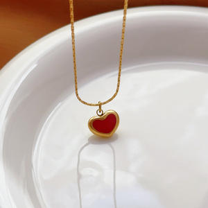 रोमांटिक गहने सेट 18k सोना-प्लेटेड स्टेनलेस स्टील तेल कई रंगों के दिल के हार के गहने - Product Image 3