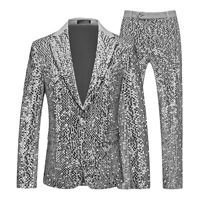 Costumes à Paillettes Haute Qualité Homme M-6XL Or/Argent, Nouvelle Tenue de Mariage, Banquet, Fête Automne/Hiver : Blazer et Pantalon