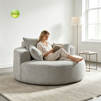 Canapé moderne rond en tissu à une place, fauteuil d'appoint incurvé confortable, canapé paresseux en tissu pour salon et chambre à coucher