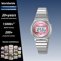 Montre LED SKMEI 2521, lumineuse, alarme, chronographe, montre électronique quotidienne, alliage de zinc, résistante à l'eau 3BAR, luxe pour femmes