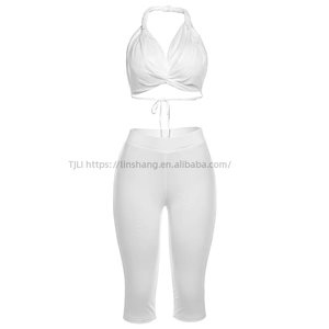 เสื้อกั๊กผูกเชือกโชว์หลังคอของผู้หญิงชุด2ชิ้นแฟชั่นใหม่ - Product Image 5