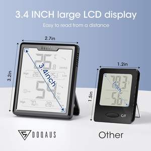 Thermomètre d'ambiance numérique DOQAUS, hygromètre, thermo-hygromètre, écran LCD avec historique des valeurs hautes/basses, lecture rapide, haute précision - Product Image 4