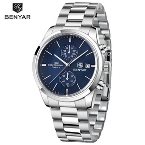 นาฬิกาควอตซ์ BENYAR 5187 รุ่นใหม่สำหรับผู้ชาย กันน้ำ 100 เมตร นาฬิกาโครโนกราฟสายหนังสำหรับผู้ชาย Relojes - Product Image 1