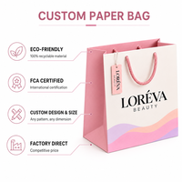Sac de shopping en papier couché de luxe recyclé, couleur crème beige, personnalisé avec votre propre logo imprimé, ruban et nœud pour emballage cadeau