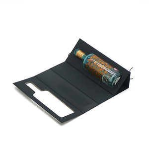 Embalaje <span class=keywords><strong>de</strong></span> papel <span class=keywords><strong>de</strong></span> lujo personalizado, caja <span class=keywords><strong>de</strong></span> cartón negra plegable, individual para botellas <span class=keywords><strong>de</strong></span> vino - Product Image 5