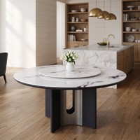 Table basse moderne en pierre naturelle, ensemble de table à manger en marbre pour villa, mobilier de salon, table à manger ronde en ardoise