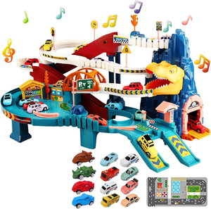 Pista de Carreras Eléctrica de Ensamblaje DIY con Escaleras, Coches y Sonidos, Juguete de Plástico ABS para Niños - Product Image 1