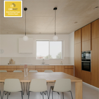 Armário de Cozinha Estilo Americano com Moldura Slim Transicional em Madeira Laminada, Projeto Personalizado para Villa