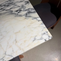 Ensemble de table à manger rectangulaire moderne en bois de frêne blanc d'Amérique du Nord avec plateau en marbre naturel, 6 chaises, meubles pour la maison