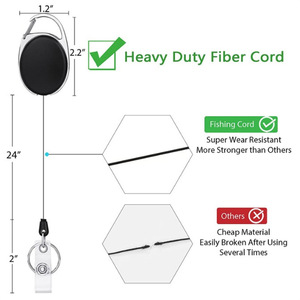 En stock : Ensemble porte-carte transparent en PVC avec cordon rétractable ovale en alliage de zinc à boucle facile à tirer - Product Image 3