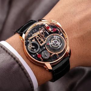 นาฬิกาจักรกลดีไซน์พิเศษของเจ<span class=keywords><strong>ค</strong></span>็อบ นาฬิกาปั๊มน้ำมัน <span class=keywords><strong>ช</strong></span>ุบทอง<span class=keywords><strong>ค</strong></span>ำชมพู 3 มิติ เดอร์ริกขึ้นลงภายในกระบอกทอง<span class=keywords><strong>ค</strong></span>ำ - Product Image 3