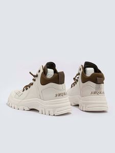 Nouvelle Collection : Baskets Montantes Chunky pour Femme – Design Patchwork en Cuir PU, Lacets, Tendance Décontractée Automne Hiver - Product Image 3