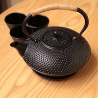 Bouilloire en fonte de style Ding, petite théière en fonte non revêtue, service à thé pour faire bouillir l'eau et infuser le thé, modèle brut 1-A-1500, luxe léger rétro