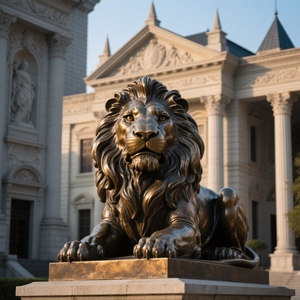 Statue de lion en Bronze grandeur nature personnalisée en usine Sculptures Décorations de jardin extérieures Gardien d'animaux en laiton - Product Image 4