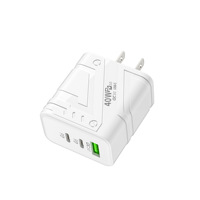 Adaptateur électrique de charge rapide 40W couleur macaron personnalisée, double PD USB, multi-ports, chargeur de voyage écologique pour téléphone portable et tablette