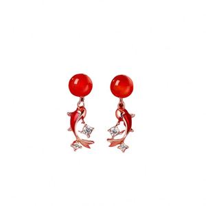 Lucky Koi Fish Shape Freshwater Pearl Drop <b>Earrings</b> Gold Plate with CZ Fashion Jewelry for Women - Product Image 6