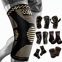 Protection respirante et réglable en fibre de cuivre à ions de cuivre pour la paume, le genou, la cheville et le coude, en tricot de nylon doux à compression
