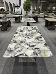 Mesa de Comedor de Mármol Color Esmeralda de Alta Calidad, Muebles de Piedra de Lujo para <span class=keywords><strong>Hotel</strong></span> y Hogar, Fabricante de Muebles Personalizados - Product Image 4
