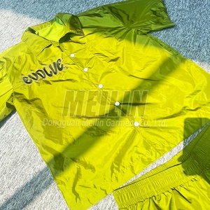 Clothing Manufacturer Custom Track Sweat Suit Men Shorts <b>Set</b> Button up Shirts and Nylon Shorts <b>Set</b> Windbreaker Tracksuit - Product Image 4