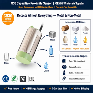 חיישן קירבה קיבולי CR30 15mm PNP NPN NO NC מתג זיהוי מפלס נוזלים שאינו מתכתי IP66 10-30VDC 220VAC - Product Image 2