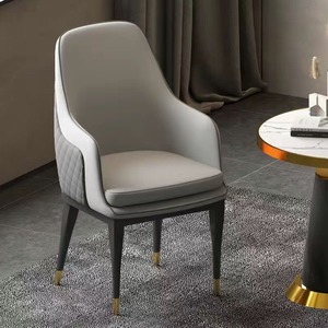 Silla de Comedor de Piel Sintética de Lujo Moderno al Estilo Bentley con Patas de Metal Dorado para Casa, <span class=keywords><strong>Hotel</strong></span>, Penthouse en Emiratos Árabes Unidos y Kuwait - Product Image 4