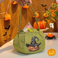Bolsa de dulces de Halloween portátil, bordada con fantasmas y calabazas, ligera, para recuerdos de fiesta infantil y decoración