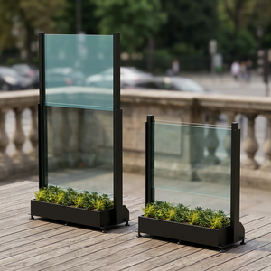 Barandilla Telescópica de Vidrio con Marco de Acero Inoxidable y Diseño Horizontal de Apertura Automática, Jardinera Independiente para Escaleras - Product Image 3