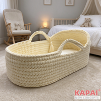 Panier de Moïse en crochet crème KAPAI 2026 – Lit de transport portable pour bébé – Idéal pour panier cadeau de naissance