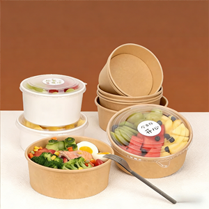 Ciotola in Carta Kraft per Asporto con Logo Personalizzato Stampato Vendita Calda Microondabile per Zuppa e Insalata con Coperchio - Product Image 1