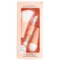 Ensemble de maquillage de voyage personnalisable 4 en 1 en aluminium avec embout en aluminium, éponge, fard à paupières, crayon à sourcils, blush, poudre de mélange (double embout modulable)
