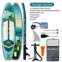 Planche de SUP gonflable multi-usage 11 pieds x 33 pouces, planche de paddle récréative antidérapante avec pompe et aileron pour la navigation en lac et le croisement