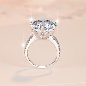 مجوهرات راقية بسيطة مستديرة ستة مخالب ، S925 ، حلقة مويسانيتي 10 قيراط للسيدات - Product Image 3