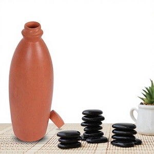 Handcrafted Earthen Glazed Copper Water Bottle Reusable Eco-Friendly Outdoor Camping <b>Drinkware</b> From India - Product Image 1