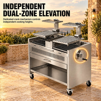 Chariot de barbecue moderne en acier inoxydable avec hauteur réglable, durable et écologique