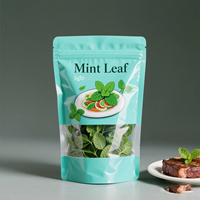 Sac de fenêtre thermoscellable imprimé sur mesure assaisonnement alimentaire emballage de feuille de menthe finition brillante pochette debout sacs en Mylar