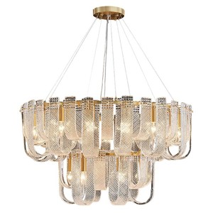 Lustre rond minimaliste moderne, lumière LED, base d'ampoule E27, cadre doré, éclairage suspendu en cristal pour salon, chambre à coucher, salle à manger - Product Image 3