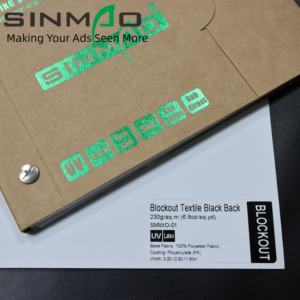 באנר פלקס אקולוגי 230 גרם למטר רבוע, ללא PVC, גב שחור, חומר טקסטיל, 99.9% האפלה, לתצוגה פנימית, להדפסת UV LATEX - Product Image 2