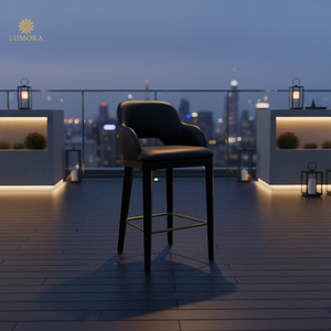 Chaise de bar commerciale Roco moderne en bois massif, durable et stable, avec revêtement en cuir, pour bar à domicile, villa et entrée - Product Image 6