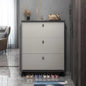 NOVA Modern Freestanding Shoe Cabinet Storage Furniture Wood Shoe Ultra Thin Space Saving Flip Down Luxury Design MDF Shoe Racks