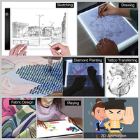 Tablette d'écriture LED Jumon, format A2/A4/A3/A5, alimentation USB/piles, blocs-notes de dessin pour peinture diamant 5D, matériau acrylique, noir